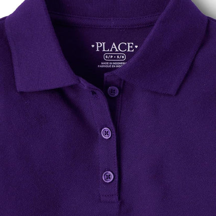 The Children's Place Polos Piqué de Manga Corta Multipack para Niñas, Morado/Violeta Real/Blanco Paquete de 3, Mediana