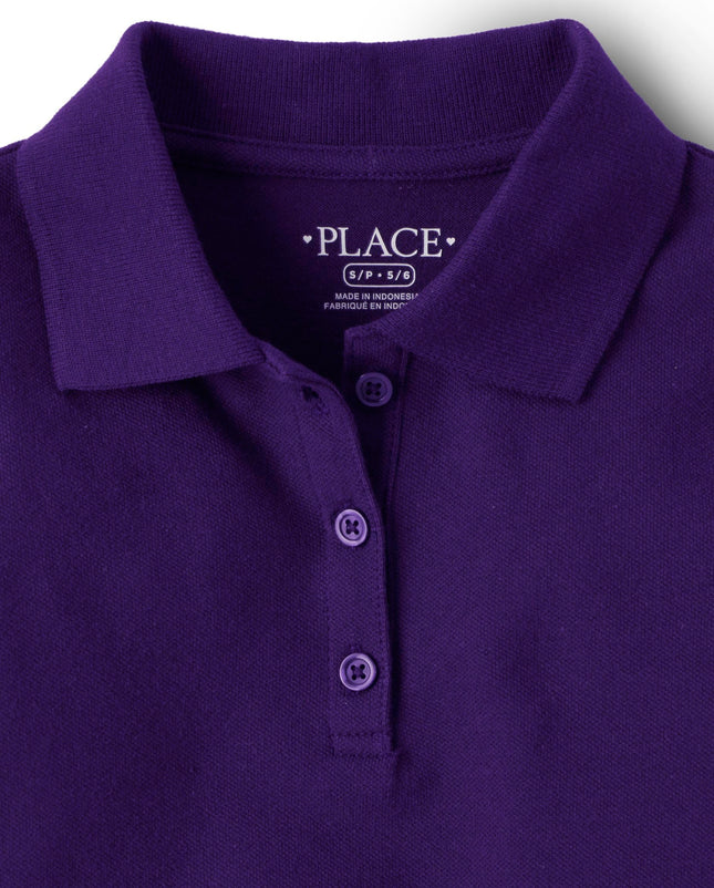 The Children's Place Girls' Multipack Short Sleeve Pique Polos, Purple/Regal Violet/White 3-Pack, Medium