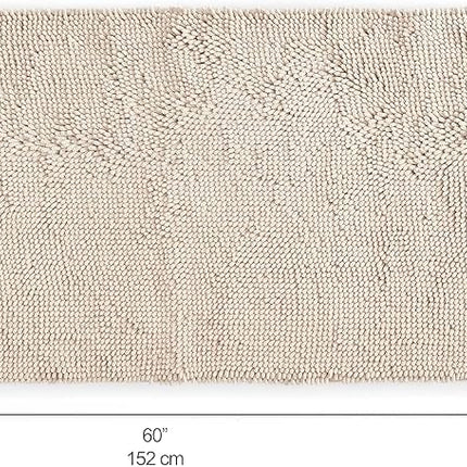 Non Slip Bath Mat, Biege Bathroom Rug, Large Thick Ultra-Soft Absorbent Chenille Washable Bathroom Runner, Quick Dry Microfiber Bathmat for Shower Floor by Casual Living, 24 x 60-Inch, Biege