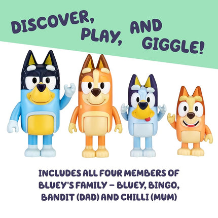 Bluey Bluey & Family Figure 4-Pack, Bingo, Bandit & Chilli - New Expressions