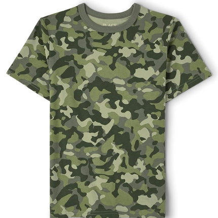 The Children's Place Camiseta de manga corta de moda para niños, camuflaje verde, 14