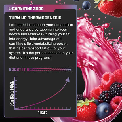 Nutrex Research Liquid Carnitine 3000 | Premium Liquid Carnitine, Stimulant Free, Fat Loss Support | Berry Blast