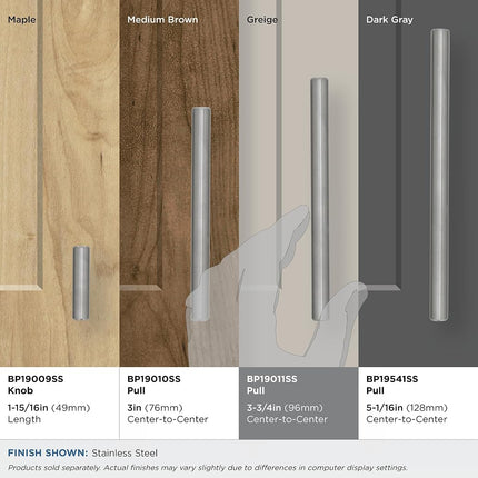 Amerock Bar Pulls 3-3/4 in (96 mm) Center-to-Center Stainless Steel Cabinet Pull, Stainless Steel