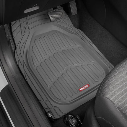 Motor Trend FlexTough Floor Mats for Cars, Gray Deep Dish All-Weather Mats, Waterproof Trim-to Fit Automotive Floor Mats for Trucks SUV, Universal Liner Car Accessories