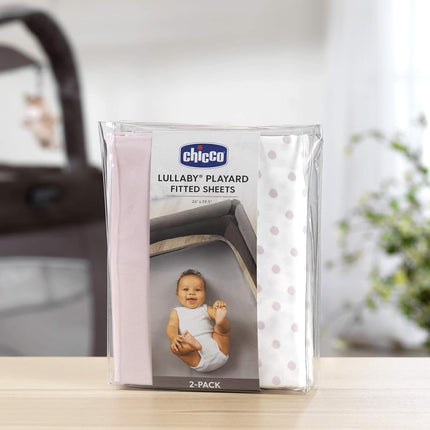 Chicco Lullaby Playard Sheets 2 Piece Set, Pink Dot
