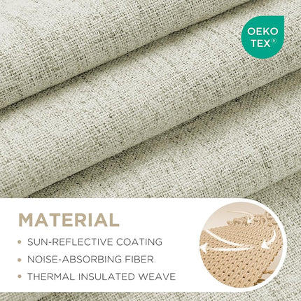 Joydeco 100% Black Out Curtains 63 inch Long 2 Panels Burg Natural Blackout Linen Drapes for Bedroom Living Room Darkening Curtain Thermal Insulated Back tab Rod Pocket(37x63 inch,Light Beige)