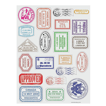 Passport Stamp Sticker Sheets (480 Stickers)