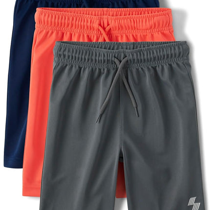 Lot de 3 shorts de basket athlétiques pour garçons The Children's Place, marine/gris/orange, taille L