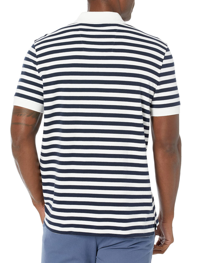 Nautica Polo rayé classique à manches courtes 100 % coton doux pour homme, Blanc éclatant, 3X
