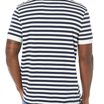 Nautica Men's Classic Fit 100% Cotton Soft Short Sleeve Stripe Polo Shirt, Bright White, XXXL