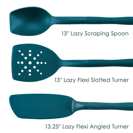Rachael Ray Tools and Gadgets Spoon, Slotted and Solid Turners Set/Cooking Utensils - 3 Piece, Teal Blue