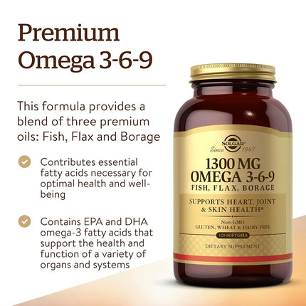 Solgar – EFA Omega 3-6-9 1300 mg, 120 Softgels