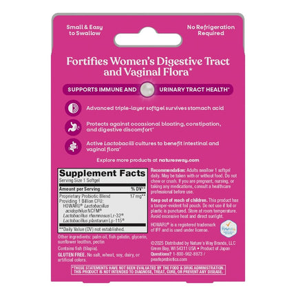 Nature’s Way Probiotic Pearls Women’s Probiotic Supplement, Vaginal & Digestive Health*, 1 Billion Cultures, No Refrigeration Required, 90 Softgels