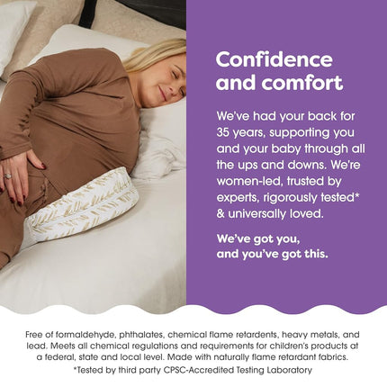 Boppy Pregnancy Wedge Pillow with Removable Jersey Pillow Cover, Taupe Grassland, Firm, Compact Support, Prenatal and Postnatal Positioning