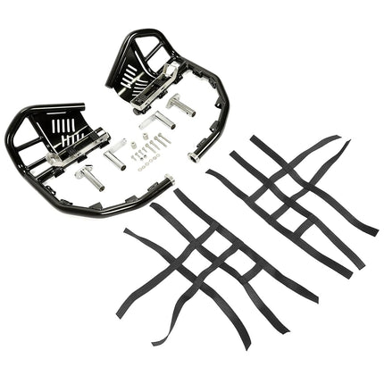 ALMULOO Nerf Bars Foot Pegs with Heel Guard, Compatible with 1999-2024 Honda 400EX 400X (Black Nerfs & Black Nets)