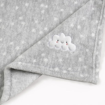 CREVENT 2Pcs 76x102cm Cute Cozy Fluffy Warm Baby Blankets for Infants Toddlers' Bedding Crib Cot Stroller - Grey Cloud + Crown