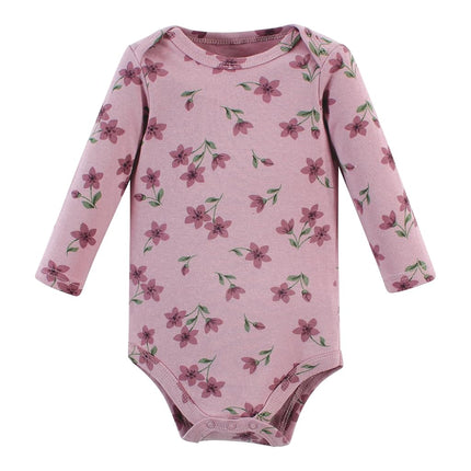 Hudson Baby Lot de 3 bodys unisexes en coton à manches longues pour bébé, prune Wildflower, prématuré