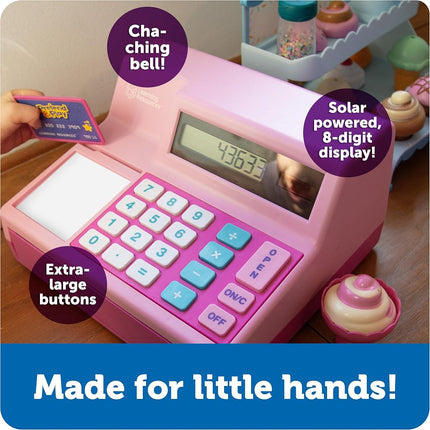 Learning Resources Pretend & Play Calculator Cash Register Pink - 73 Pieces, Ages 3+ Cash Register for Kids, Play Money for Kids, Toddlers Toys