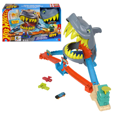 Hot Wheels City Shark Chomp Beach Playset & 1:64 S