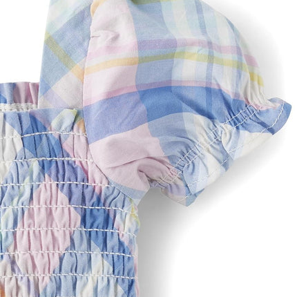 Vestido elegante de manga corta para bebé niña Gymboree, cuadros primaverales, 0-3 meses
