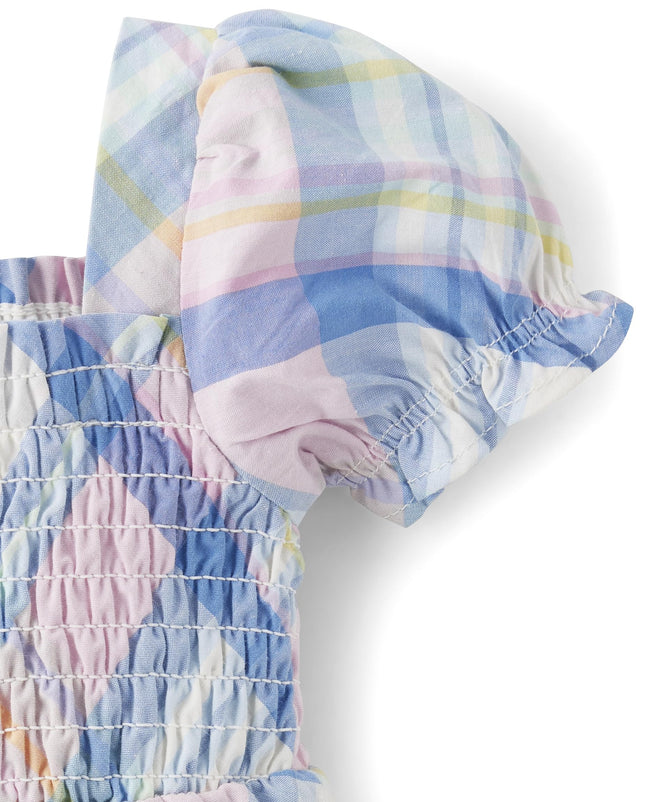 Gymboree Robe Habillée à Manches Courtes pour Bébé Fille, Carreaux de Printemps, 0-3 Mois
