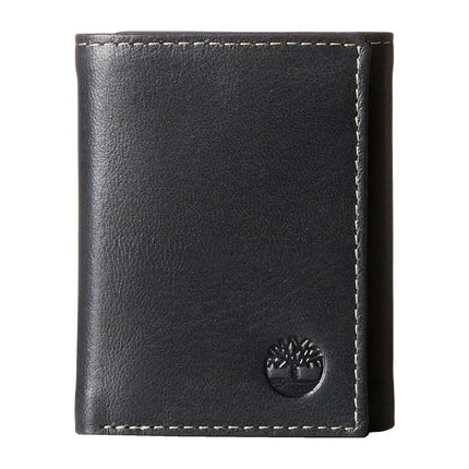 Timberland mens Leather Trifold With Id Window Tri Fold Wallet, Black (Cloudy), One Size UK