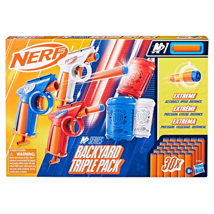 Nerf N Series Backyard Triple Pack, Includes 3 Flex Blasters, 3 Targets, 30 N1 Darts, Ages 8+ (Amazon Exclusive)