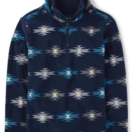 The Children's Place Boys Half-Zip Cozy Microfleece Jacket T-Shirt, Aztec Blue, M