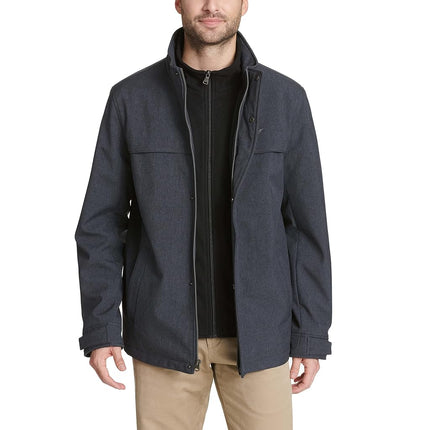 Dockers Men's Soft Shell Stand Collar Car Coat Bib Jacket, Midnight Heather, S