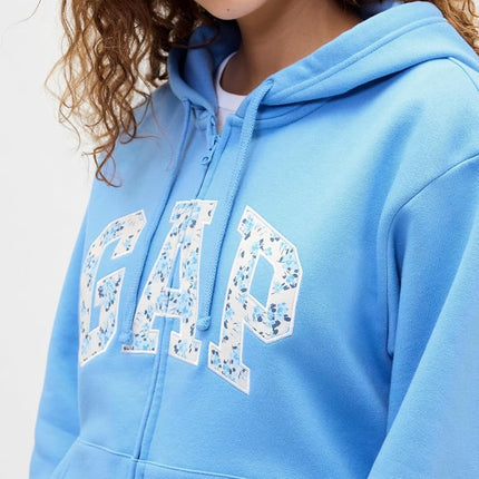 GAP Women's Logo Hoodie Hooded Full Zip Sweatshirt, Union Blue, XXS
