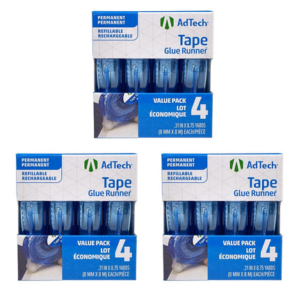 AdTech Permanent Glue Runner, 35 Yards (3-Pack) | Strong, Double-Sided Adhesive for Crafting, Scrapbooking & Office Use | Acid-Free, Reliable Bond