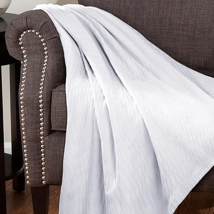 Superior 100% Cotton Thermal Blanket, Soft and Breathable Cotton for All Seasons, Bed Blanket and Oversized Throw Blanket with Luxurious Diamond Weave - Full/Queen Size, White