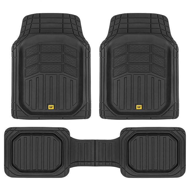 Cat� CAMT-9013 (3-Piece) Heavy Duty Deep Dish Rubber Floor Mats, Trim to Fit for Car Truck SUV & Van, All Weather Total Protection Durable Liners Black, 29.5" L x 21" W x 1" Th