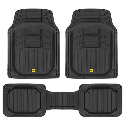 CAT Gray Car Floor Mats Full Set - Universal Heavy Duty Trim to Fit Floor Mats for Trucks - Car Mats & SUV Floor Liners for Car - All-Weather Truck Accessories & Odorless Rubber Automotive Floor Mats