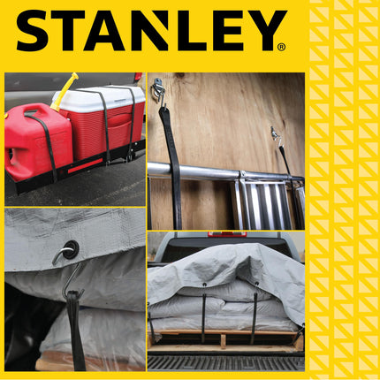 STANLEY S300421 Black 21" Rubber Tarp Bungee Cords for Boating, Camping, Cargo Support, 40 Pack
