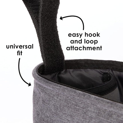 Diono Buggy Buddy Universal Stroller Organizer with Cup Holders, Secure Attachment, Zippered Pockets, Safe & Secure, Gray