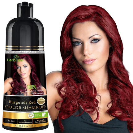 Herbishh Burgundy Red Hair Color Shampoo for Gray 