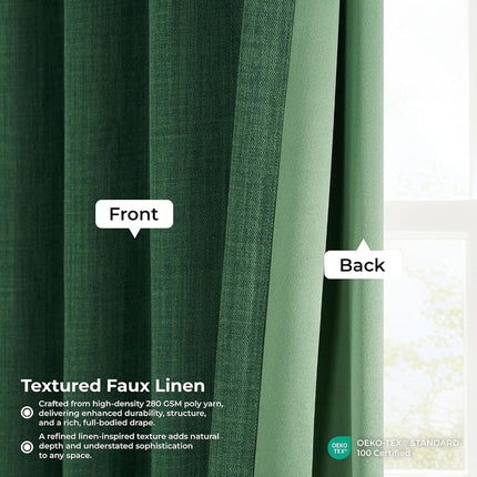 HPD Half Price Drapes Extra Wide Linen Room Darkening Curtain (1 Panel) 100 X 96, BOCH-LN21327-96-DW, Key Green