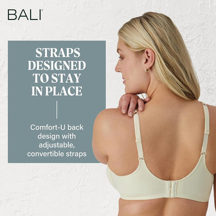 Bali Women's One Smooth U Ultra Illusion Neckline Underwire Bra, Light Beige, 38D