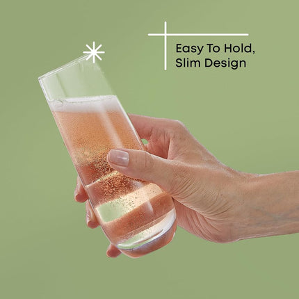JoyJolt Milo Stemless Champagne Flutes Set of 8 Crystal Glasses. 9.4oz Champagne Glasses. Prosecco Wine Flute, Mimosa Glasses Set, Cocktail Glass Set, Water Glasses, Highball Glass, Bar Glassware