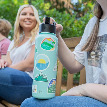 Simple Modern Water Bottle with Straw, Handle, and Chug Lid Vacuum Insulated Stainless Steel Metal Thermos Bottles | Large Leak Proof BPA-Free Sports Flask | Summit Collection | 40oz, Blue Dune