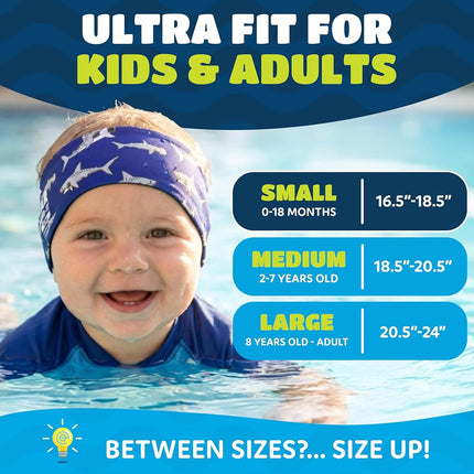 EAR BAND-IT Ultra Tie Dye Swimming Headband ? ONLY Swim Ear Band Invented by ENT Doctor ? Block Water Secure Earplugs ? Kid & Adult Sizes ? Recommended Water Protection for Bath, Shower, Pool, Beach (Small Ages 1-3)