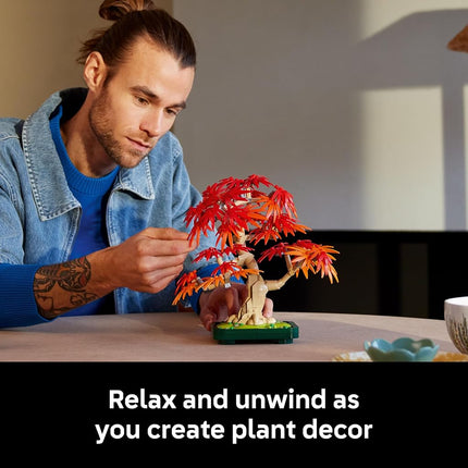 LEGO Botanicals Japanese Red Maple Bonsai Tree - Artificial Plant Building Set with Red & Orange Leaves, plus a Buildable Pot - DIY Home Decor Gift For Adults - 10348