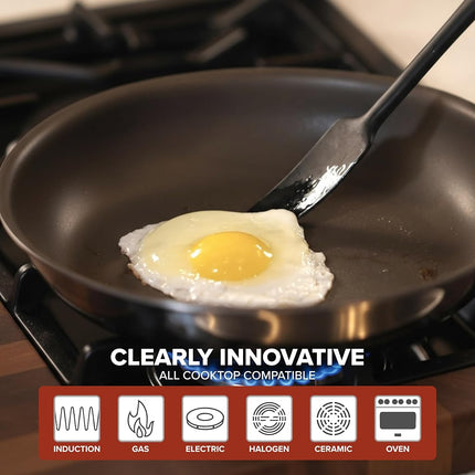 Viking PureGlide Pro 3-Ply Nonstick Frying Pan, Made Without PFAS, 8-Inch Induction Cookware, Metal Utensil Safe Titanium Nonstick Surface, Oven Safe to 600F