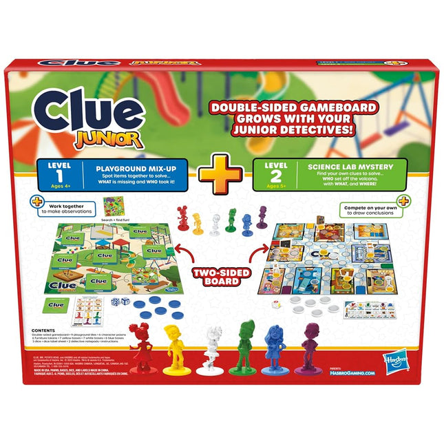 Hasbro Gaming Clue Junior Game, 2-Sided Gameboard, 2 Games in 1, Clue Mystery Game for Younger Kids Ages 4 and Up, Kids Games for 2 to 6 Players