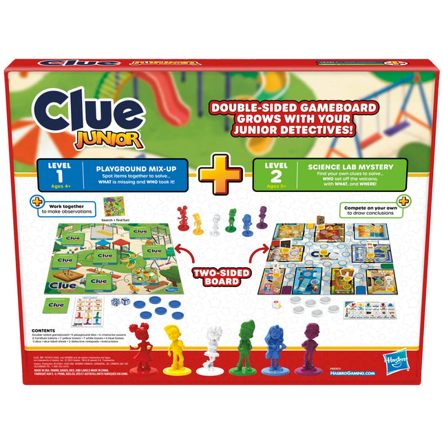 Hasbro Gaming Clue Junior Game, 2-Sided Gameboard, 2 Games in 1, Clue Mystery Game for Younger Kids Ages 4 and Up, Kids Games for 2 to 6 Players