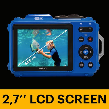 KODAK Pixpro WPZ2 - 16M Pixel Compact Digital Camera, Waterproof to 15m, Shockproof, 720p Video, 2.7" LCD Screen - Li-ion Battery, Blue