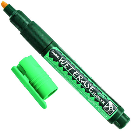 Pentel Arts Wet Erase Chalk Marker, Ideal on Blackboards and Windows, Small Chisel Tip, Green Ink, SMW26-D, Box of 12