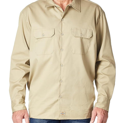 Dickies Men's Long Sleeve Flex Twill Work Shirt - Beige - Medium