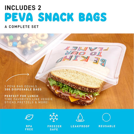 Fit & Fresh Insulated Lunch Box for Kids Boys & Girls, Lunch Bag for Kids with 2 Reusable Snack Bags, School Lunch Box, Cypress Be Kind to Our Planet